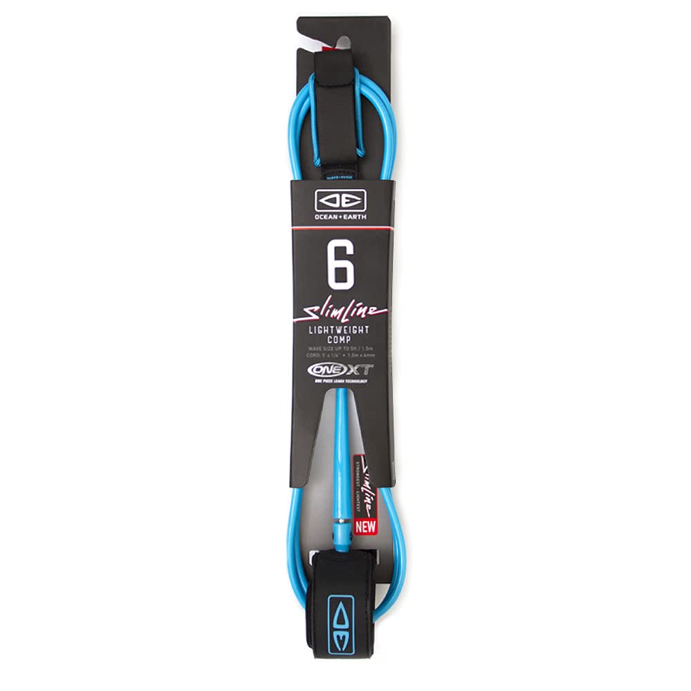 Ocean and Earth Slim Line One-xt Light Weight Comp Surf Leash 6 ft Blue
