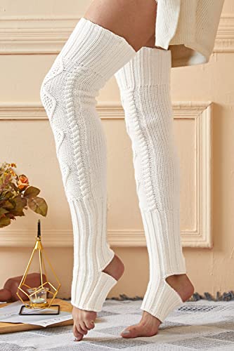 SherryDC Women's Cable Knit Thigh High Leg Warmer Socks Over Knee High Footless Boot Stockings2
