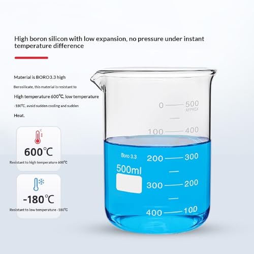 6 Sizes Glass Beaker Set, Beakers Clear Measuring Graduated Liquid Container Beakers in 10ml, 25ml, 50ml, 100ml, 150ml, 250ml