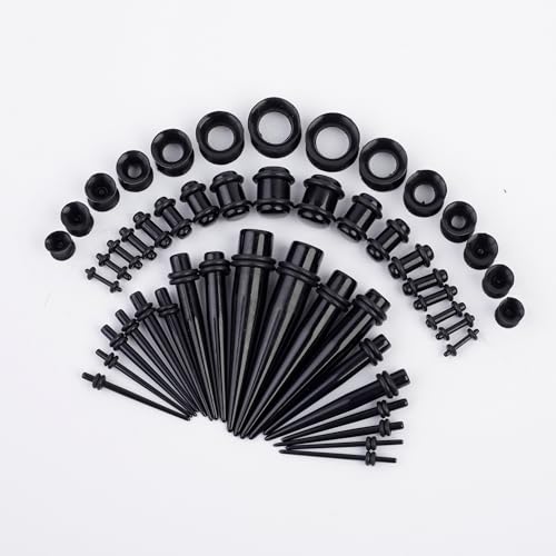 image for Marsrut Acrylic Ear Stretching Kit: Lightweight Tapers, Heart Tunnels 