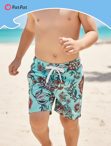 Image of PATPAT Family Matching Swimsuits Two Piece Hawaiian Tropical Beach Bikini and Swim Trunks Set Mommy and Me Bathing Suits