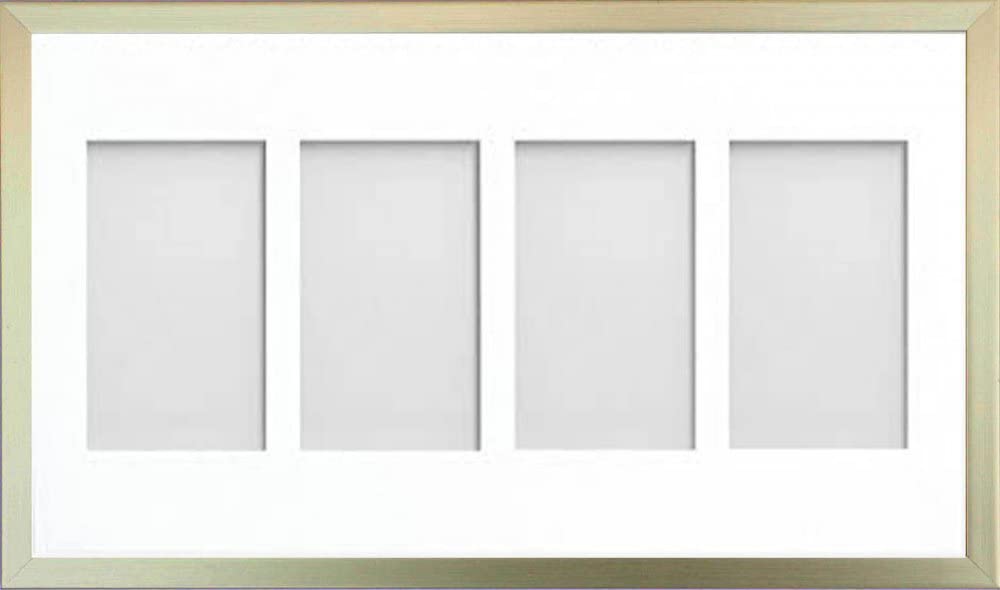 Frame Company Multi Aperture Photo Frame, Champagne Gold, 20x10 for image size 6x4 inch (x4), fitted with perspex