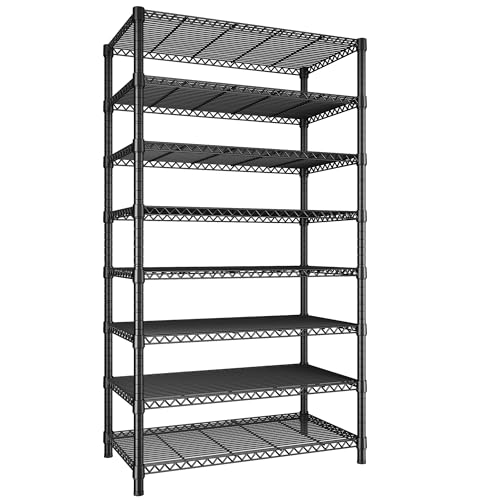 REIBII 75" H Storage Shelves 8 Tier Metal Shelf Tall Wire Shelving...