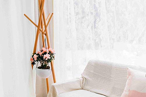 T4U Plastic Hanging Planter White Pack Of 2, Self Watering Basket Round Flower Plant Orchid Herb Holder Container For Home Office Garden Porch Balcony Wall Indoor Outdoor Decoration Gift #TOP1