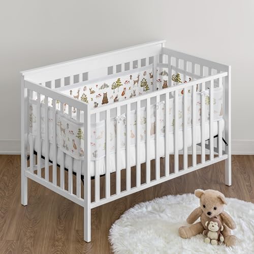 Image of Sweet Jojo Designs + BreathableBaby 2-Piece Breathable Mesh Crib Liner Set (Woodland Forest Animals) for Boys /Girls, Baby, Infants /Newborn Nursery (Animal Friends, Bear, Fox, Hedgehog, Watercolor)