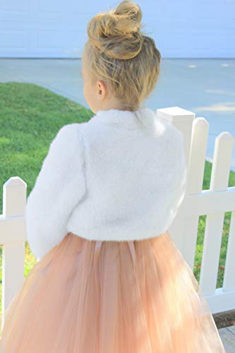 ekidsbridal Faux Fur Cape Princess Flower Girl Jacket Cozy Cover-Up Coat4