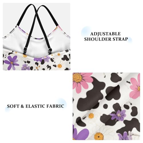 Black Cow Print Girls One Piece Swimsuits Sport Halter Swimwear Beach Bathing Suit 3T3