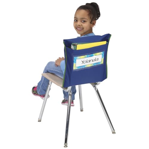 Image of Really Good Stuff Store More Deep-Pocket Chair Pockets, 6-Pack, Navy