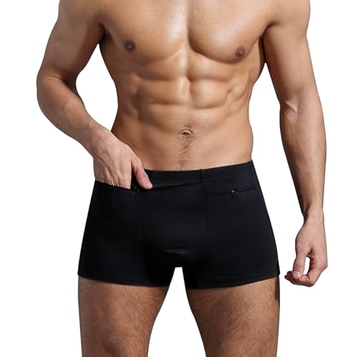 Men's Pocket Underwear with 2 Secret Pocket, 2 Packs(Black)2