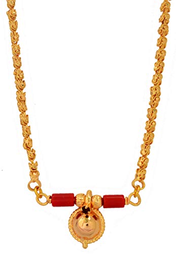 Image of Radha's Creations Women's 1 Gram Gold Plated Copper Mangalsutra with Chain 24 inch and Vati Tanmaniya