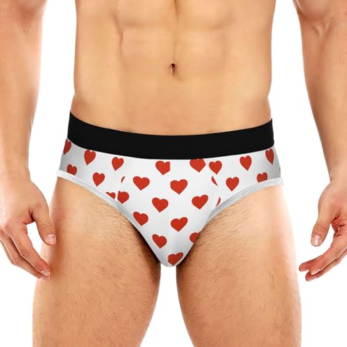 Classic Men's Briefs Underwear Red Hearts Valentines Day Breathable and Soft Comfort Triangle Underwear Men S-3XL
