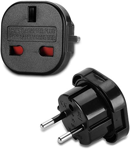 Axceed Adaptador de Enchufe de UK a Enchufe Europeo Negro