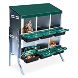 GarveeHome 2-Tier Chicken Nesting Box, 6 Compartment Metal Chicken Laying Boxes with Waterproof Roof ＆ Removable Trays for Hens, Poultry，Easy Egg Collection