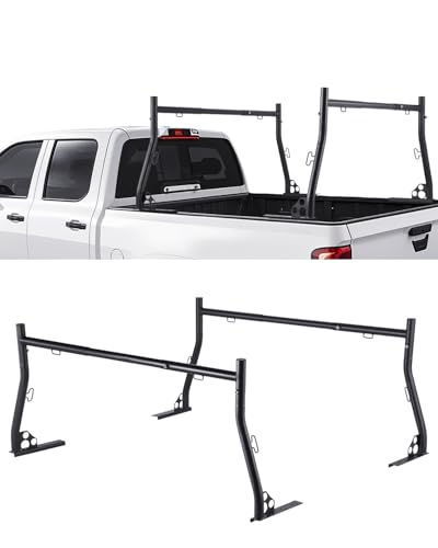 VEVOR Truck Ladder Rack, 49-73 in Width, Extendable Universal Cargo Rack, Heavy Duty Steel with 800 lbs Static Load Capacity, Ideal for Canoes, Surfboards, Ladders, Lumber, Tents, and Large Cargo