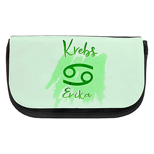 Kosmetiktasche mit Namen Erika und Sternzeichen-Motiv Krebs | Schminktasche | Viele Vornamen zur Auswahl