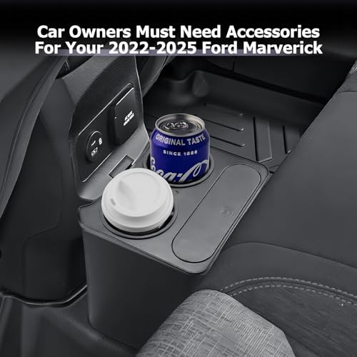 Image of LUWU Maverick 2025 Trash Can Compatible with 2022 2023 2024 2025 Ford Maverick Trash Bin with Cup Holder 2025 Maverick Accessories Extra Rear Storage Box Garbage Cans Trashcan (Update)