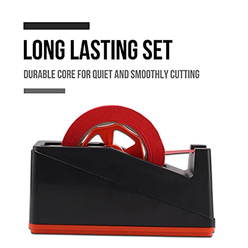 Lichamp 2 Pack Desktop Tape Dispenser Holder with Large 3 Inch Core for Masking, Heat Transfer Sublimation, Painters, Freezer and Kitchen Tapes, 0228BK - Thumbnail 7