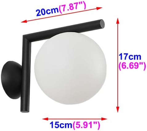 5W LED Wall Light Fixture G9 Bulb Bedside Lamp Acrylic Globe Lampshade Bedroom Porch Hallway Indoor Black image 3