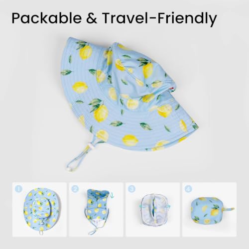 Image of HECCEI Toddler Baby Sun Hat, UPF 50+ Wide Brim Infant Bucket Hats for 0-6Y