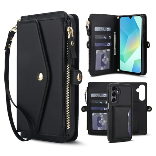 Étui Samsung Galaxy A12 5G portefeuille amovible cuir rabat magnétique noir