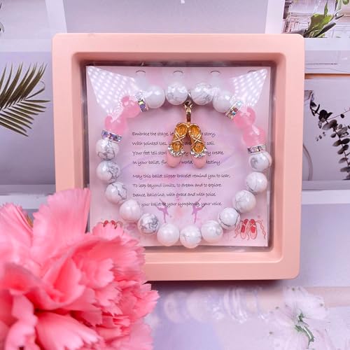 Image of Dance Recital Gifts for Girl - Natural Stone Dance Bracelet Ballerina Jewelry, Dancing School Competition Gifts for Dance Lover Ballet Teacher Friends Mate