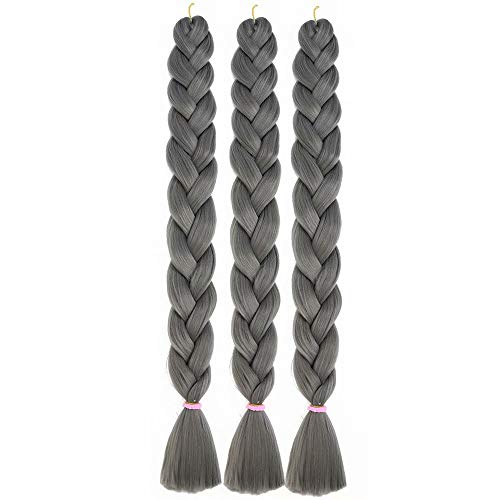 Dark Gray Synthetic Braiding Hair Synthetic Hair For Crochet Twists Locs Braids Hair 3 Packs 84 Inch By Leticia
