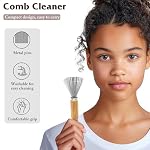 2PCS Mini Hair Brush Cleaner Set with Wooden Handle and Metal Wire Rake – Portable Comb Cleaner - Image 2
