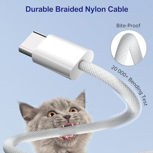 Image of AirPods Pro 3 Charger,20W USB-C Airpods Power Adapter Wall Charging Block Plug&USB C Type C to C Woven Cable Cord for 2025 AirPods Pro 3rd /2nd /Air-pods 4 /Air-Pods Max 2,iPhone 17e /17 Pro Max /16 /15