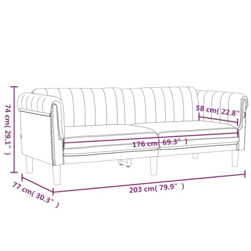vidaXL Sofagarnitur 3-TLG., Sessel Couch Sofa für Wohnzimmer, Loungesofa Polstersofa mit Stützbeinen, Couchgarnitur Sitzmöbel, Modern, Gelb Samt – Bild 4