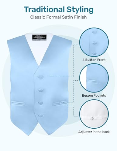 S.H. Churchill & Co. Boy's 4 Piece Vest Set, with Bow Tie, Neck Tie & Pocket Hankie4