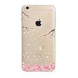 PHEZEN iPhone 6 / 6S Case, iPhone 6 Clear Case, Cherry Blossom Flower Series Design Transparent TPU Bumper Soft Silicone Rubber Skin Back Case Cover for iPhone 6/6S 4.7 inch (Floral #3)