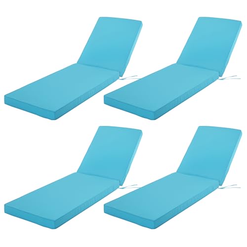 Comcaver Chaise Lounge Cushion Outdoor, Waterproof and Stain-Resistant Lounge Deck Reclining Chair Cushions for Patio Furniture Lawn Pool Resort Hotel, 72x21x3 Inch, Set of 4, Teal by Comcaver - Used condition - US$125.24