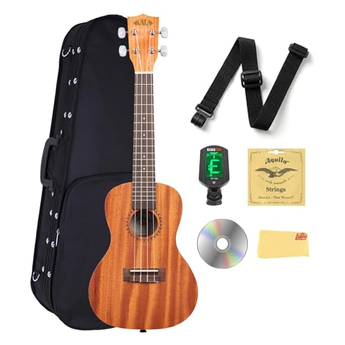 Kala KA-15C Satin Mahogany Concert Ukulele Bundle with Hard Case, Tuner, Strap, Strings, Austin Bazaar Instructional DVD, and Polishing Cloth