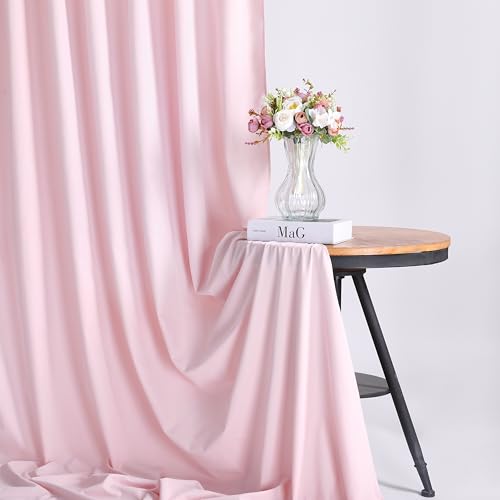 Image of Dusty Rose Polyester Backdrop Curtains: 20 ft x 10 ft Photography Backdrop Drapes - Baby Shower Birthday Party Decorations 4 Panels 5ft x 10ft
