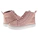 KENSIE GIRL Hightop Sneakers Sparkly Glitter Lace Up Non Slip - Kids Casual Fashion High Top Shoes - Pink (Size 4 Big Kid)