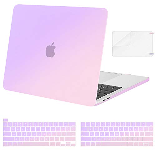 MOSISO Compatible with MacBook Pro 13 inch Case 2020 2019 2018 2017 2016 Release A2251 A2289 A2159 A1989 A1706 A1708, Plastic Pattern Hard Shell Case&Keyboard Cover&Screen Protector, Gradient Purple