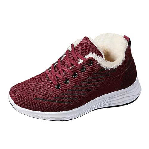 Generisch - Botas de invierno para mujer, forro cálido, botas de nieve cómodas, suaves y cómodas, de piel, estilo clásico, antideslizantes, para exteriores, para mujer, nieve y nieve, rojo, 38 EU