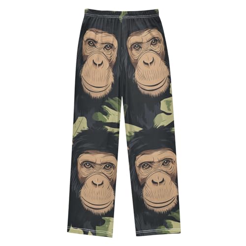 ZZXXB Chimpanzee Leaves Boys Long Pants Soft Trousers Elastic Waist Kids Lounge Bottoms with Pockets S-XL2