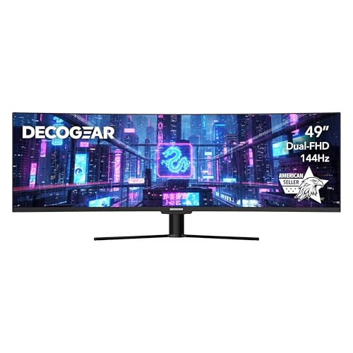 Deco Gear Curved 49” Super Ultrawide Gaming Monitor, 32:9 WDFHD