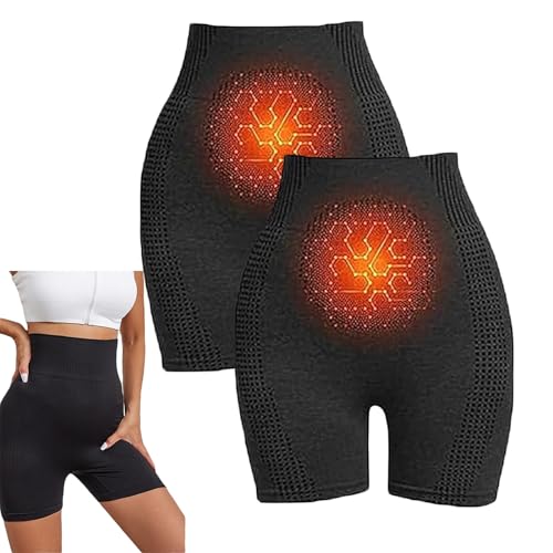 2Pcs Shaping Shorts, Micro-Vibration Massage Module Ion Fiber Repair Shaping Shorts for Women (Black,S)
