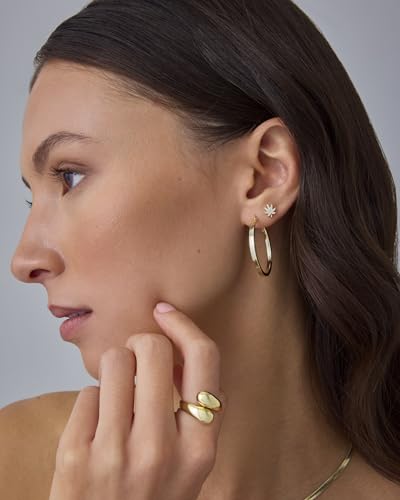 Image of PAVOI 14K Gold Plated Dainty Flat Back Earrings for Women, Piercing Studs