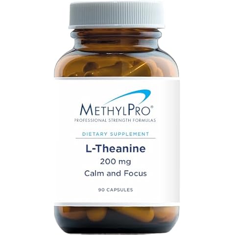 MethylPro L Theanine Supplement - L-Theanine 200mg per Capsule - Support Daily Focus, Calm and Cognition - Pairs Well with L-Methylfolate (90 Capsules) Cover