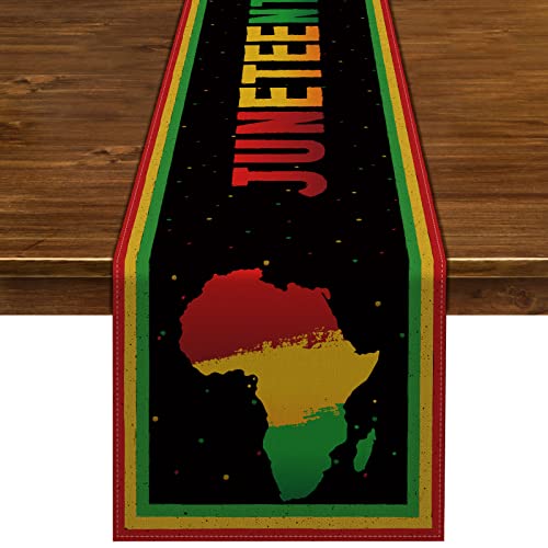 Juneteenth Table Runner Rustic Linen African American Independence Day Party Dining Room Kitchen Table Indoor Outdoor Decoration #TOP17