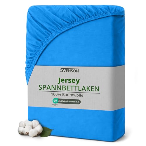 Svenson Drap-Housse en Jersey 100% Coton - 180 x 200 cm - Turquoise