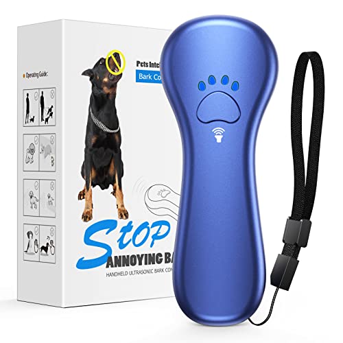 New Anti Barking Device,Dog Barking Control Devices,Rechargeable Ultrasonic Dog Bark Deterrent up to 16.4 Ft Effective Control Range Safe for Human & Dogs Portable Indoor & Outdoor(Blue)