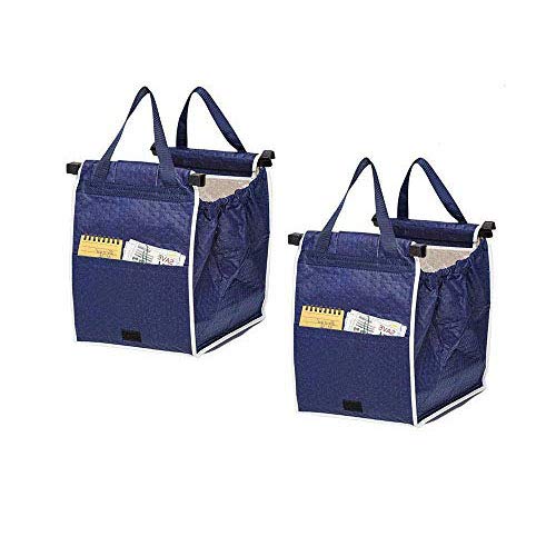 HSJCZMD Trolley Einkaufstasche für Supermarkt, Multifunktionsnahrungsmittel Sorting Non Woven Einkaufstasche, Kühltasche, waschbar Warenkorb Taschen,Blau