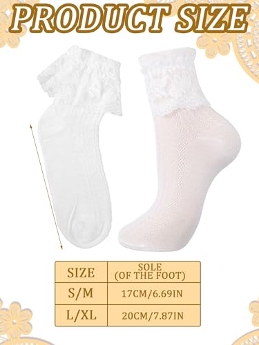 6 Pairs Women's Ruffle Ankle Socks - Lace & Frilly Cute Breathable Thin Cool Casual Socks3