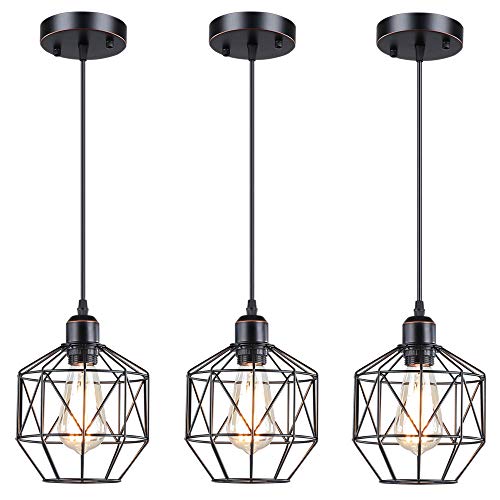 JYMTT Lighting,3 Lights Industrial Style Ceiling Island Pendant Light, Matte Black Oil Rubbed Bronze Finish, Bulb Not Included