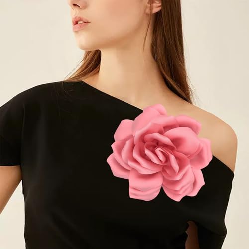 Image of Flower Brooch Pins for Women 5.5in Lapel Pins Large Rose Floral Brooches Dainty Satin Fabric Brooches Rose Flower Hair Clips Wedding Party Dance Clothes Accessories Jewelry