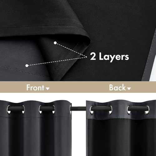 Image of MIULEE Grey 100% Blackout Curtains for Bedroom 40x84 Inch Long 2 Panels Set | 2 Thick Layers Thermal Insulated Window Curtains with Black Liner, Noise Reducing Grommet, Drapes for Living Room, 2 Panels